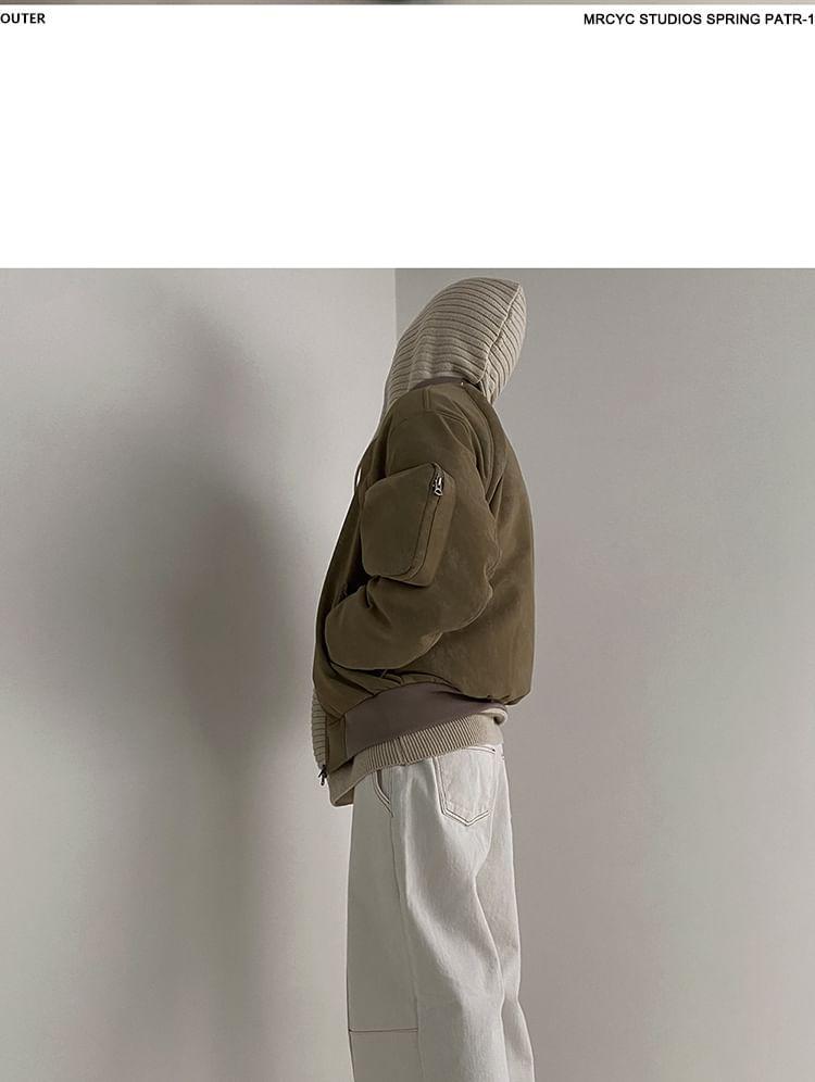 Plain Zip Bomber Jacket Product Image