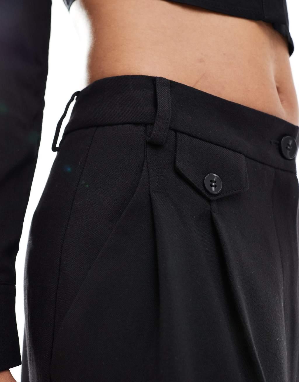 ASOS DESIGN Tall tab detail straight leg tailored pant in black  Product Image