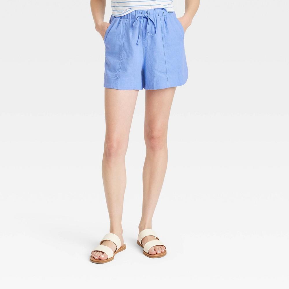 Womens High-Rise Linen Pull-On Shorts - Universal Thread Blue Product Image