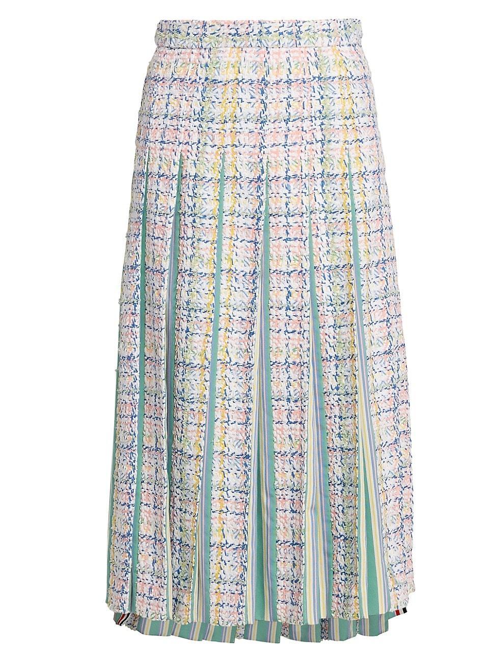 Womens Seasonal Pleated Tweed Midi Skirt Product Image