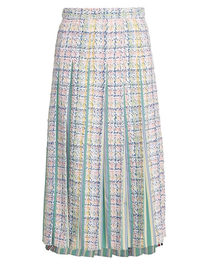 Womens Seasonal Pleated Tweed Midi Skirt Product Image