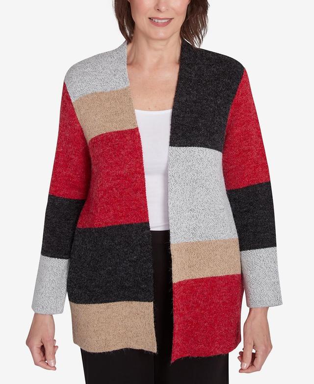 Alfred Dunner Runway Ready Womens Color Block Cozy Cardigan Product Image