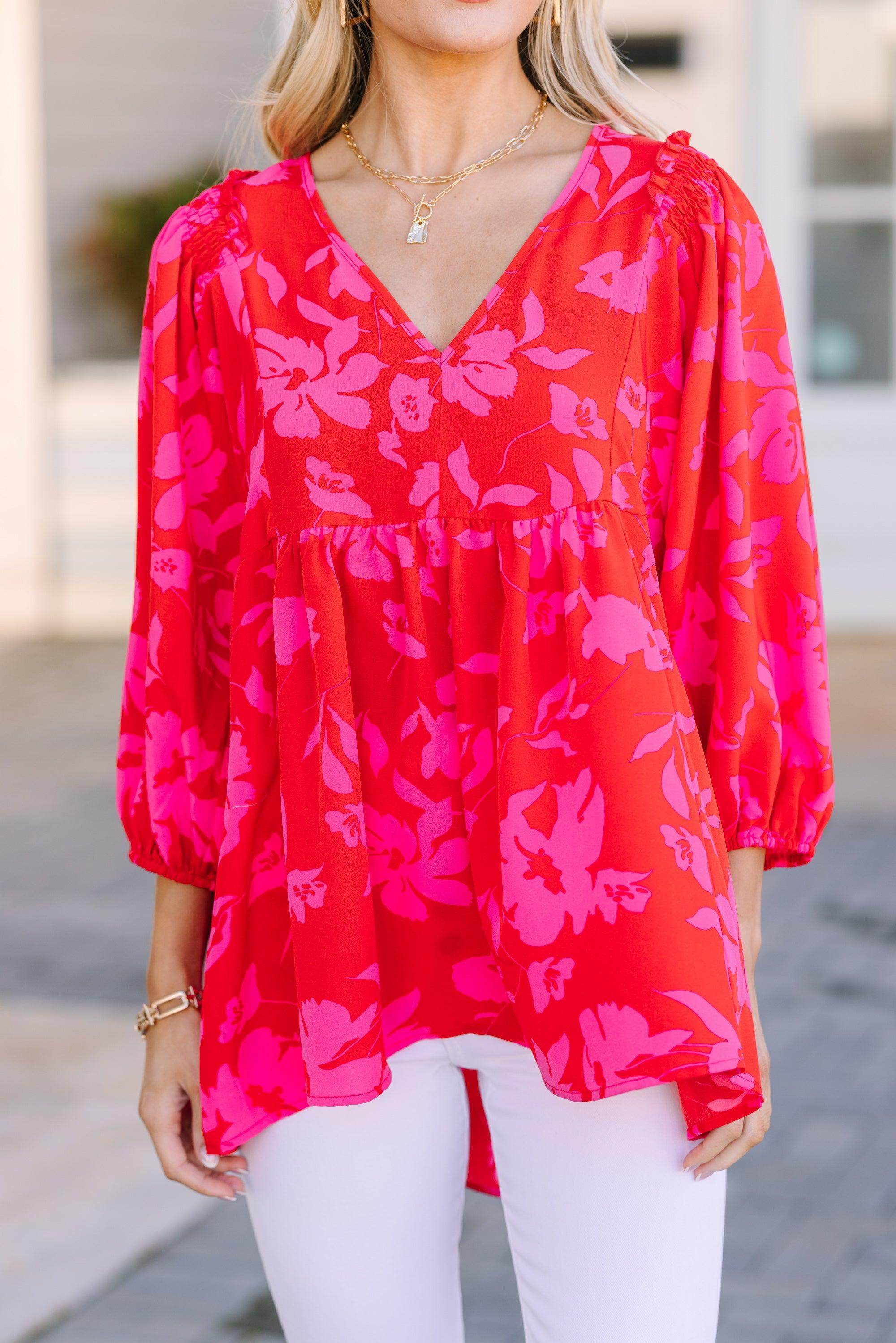 Feeling Wild Fuchsia Pink Floral Tunic Female Product Image