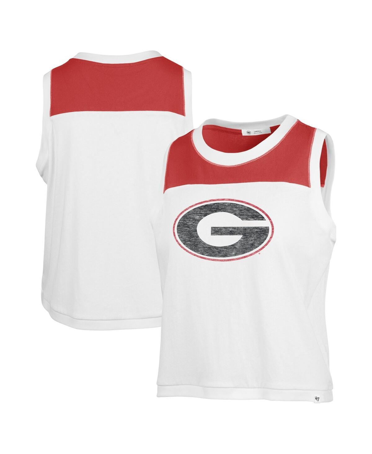 Womens 47 Brand White Distressed Georgia Bulldogs Premier Zoey Waist Length Tank Top Product Image