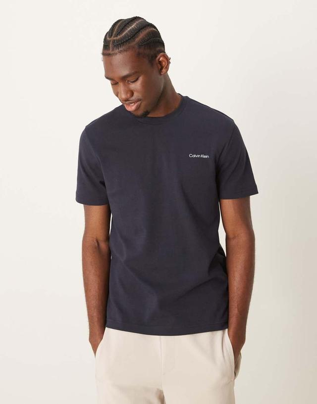 Calvin Klein micro logo interlock T-shirt in navy Product Image