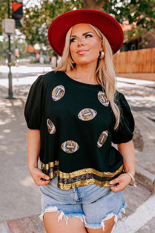 Ready To Tailgate Sequin Shift Top In Gold Curves Product Image