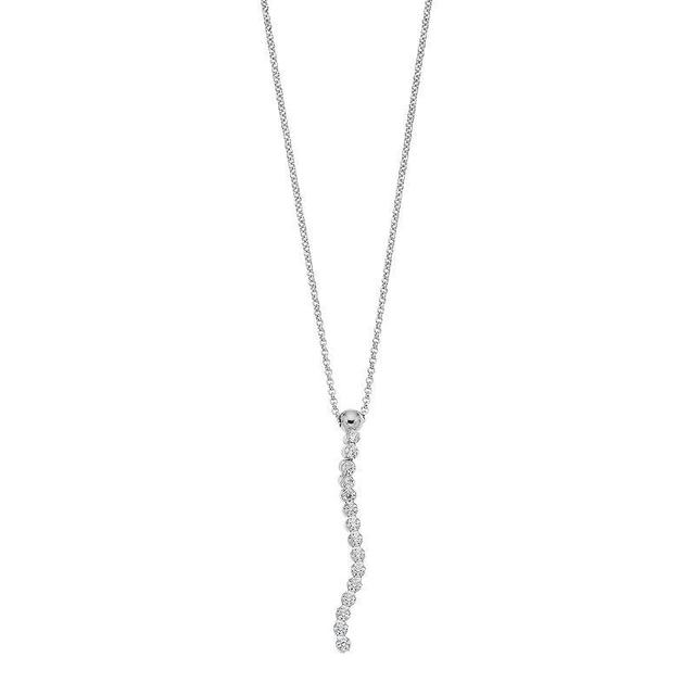 Sterling Silver Cubic Zirconia Drop Pendant Necklace, Womens Product Image