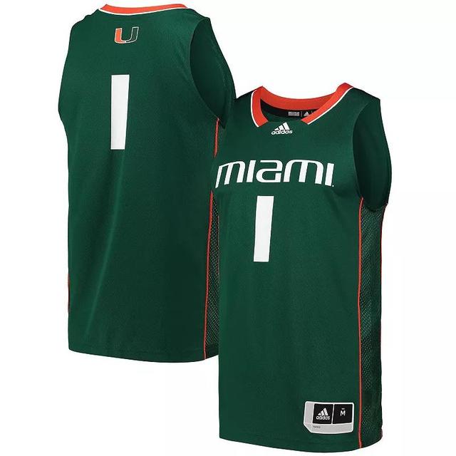 Mens adidas #1 Miami Hurricanes Swingman Basketball Jersey Product Image