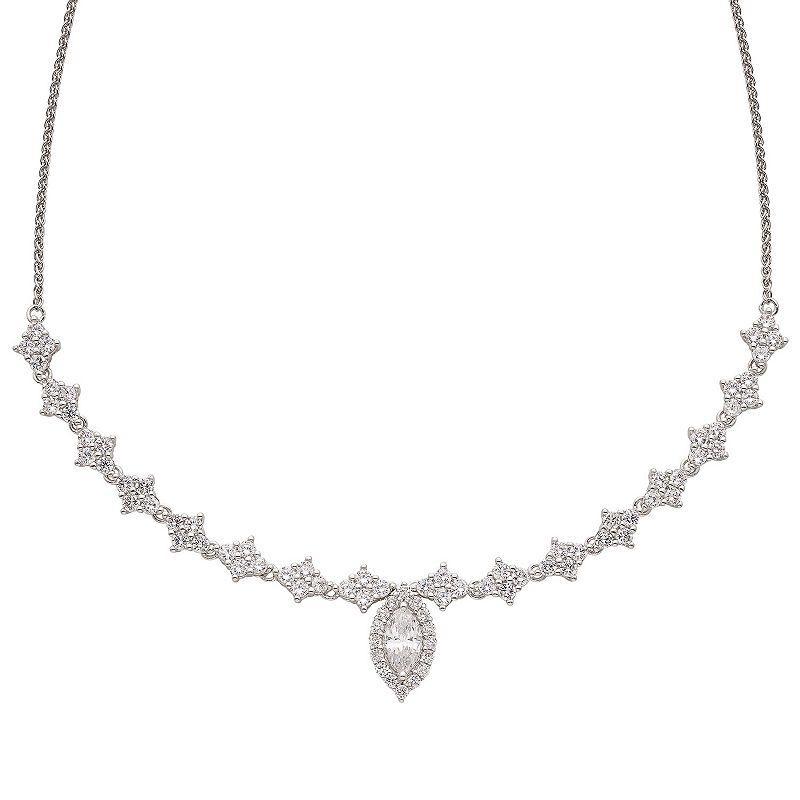 Sterling Silver Lab-Created White Sapphire Lariat Necklace, Womens Product Image