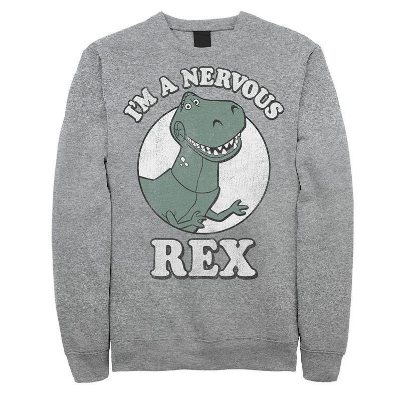 Disney / Pixars Toy Story Mens Im A Nervous Rex Dinosaur Sweatshirt Athletic Grey Product Image