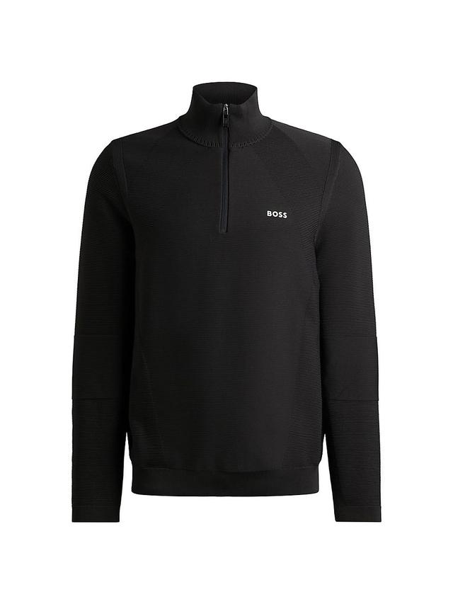 Boss by Hugo Boss Mens Contrast Logo Zip-Neck Sweater Product Image