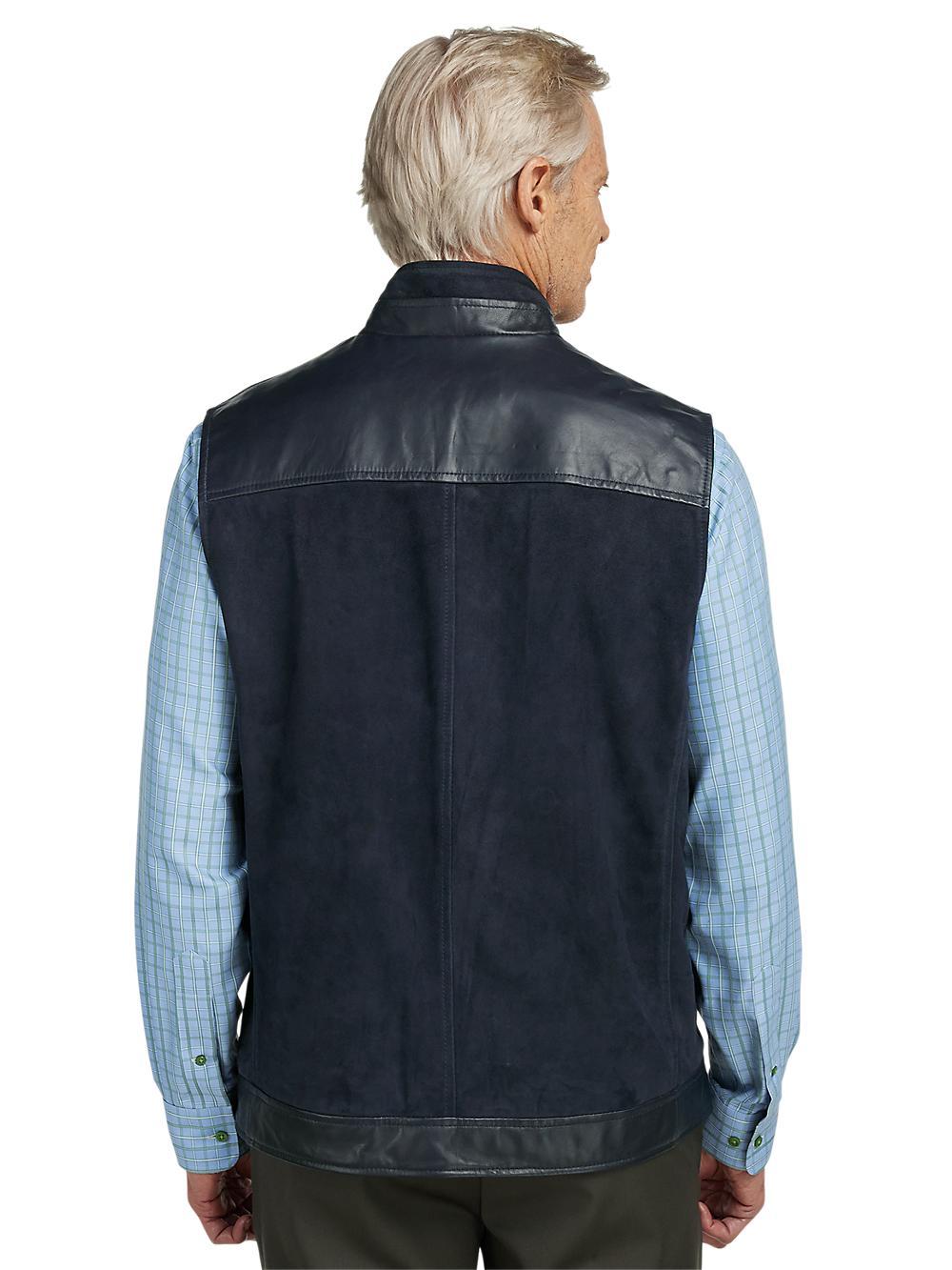 Perforated Suede Vest - Navy Product Image