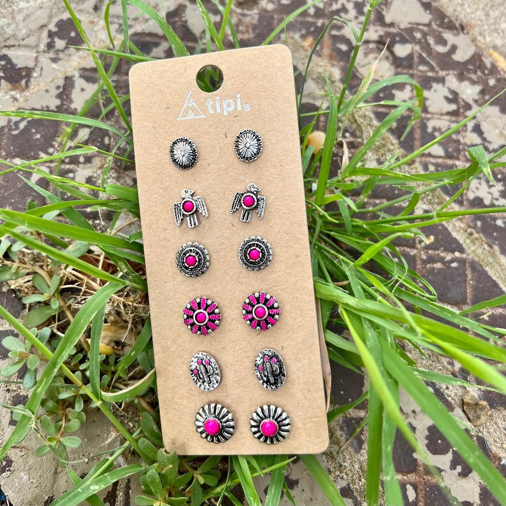 Set of 6 Pink Earrings-2 Options Product Image