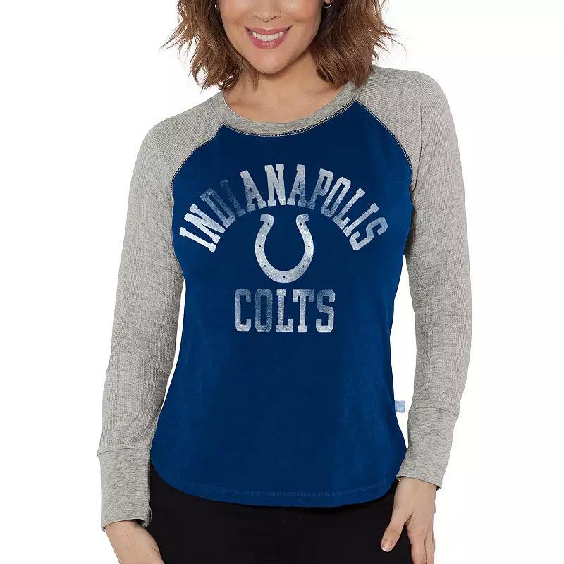 Womens G-iii 4Her by Carl Banks Royal Distressed Indianapolis Colts Waffle Knit Raglan Long Sleeve T-shirt - Royal Product Image