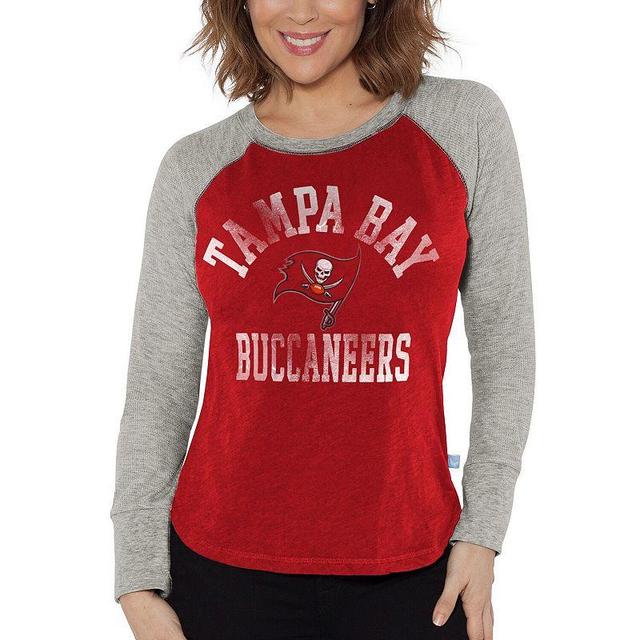 Womens G-III 4Her by Carl Banks /Heather Gray Tampa Bay Buccaneers Waffle Knit Raglan Long Sleeve T-Shirt Product Image