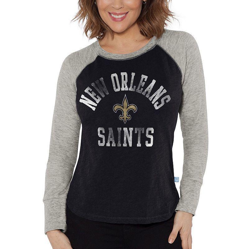 Womens G-III 4Her by Carl Banks /Heather Gray New Orleans Saints Waffle Knit Raglan Long Sleeve T-Shirt Product Image