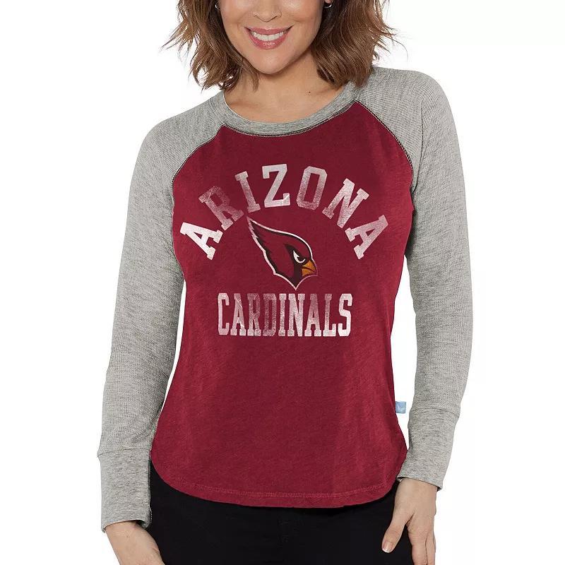 Womens G-III 4Her by Carl Banks Cardinal/Heather Gray Arizona Cardinals Waffle Knit Raglan Long Sleeve T-Shirt Product Image