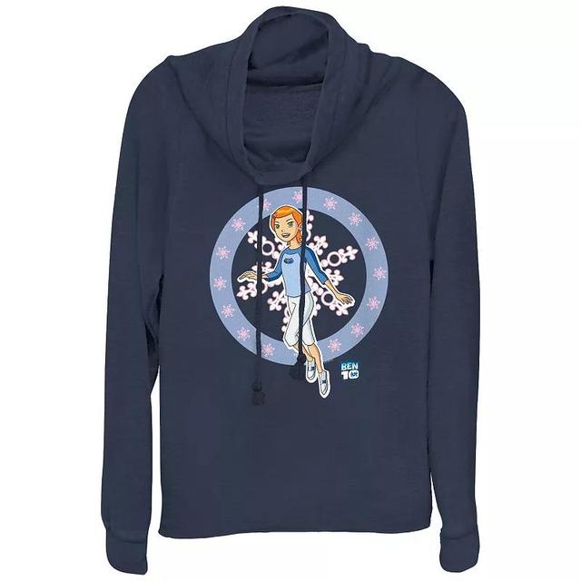 Womens Ben 10 Gwen Snowflakes Cowlneck Graphic Lightweight Long Sleeve Blue Product Image