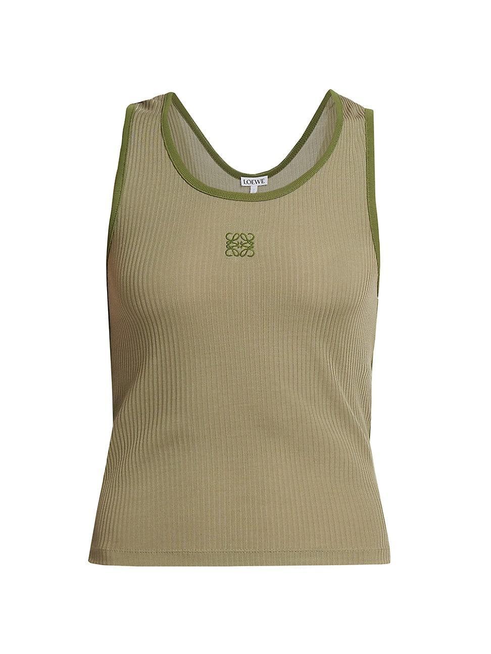 Womens Embroidered Logo Silk-Blend Tank Top product image