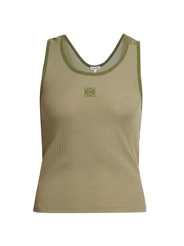 Womens Embroidered Logo Silk-Blend Tank Top Product Image