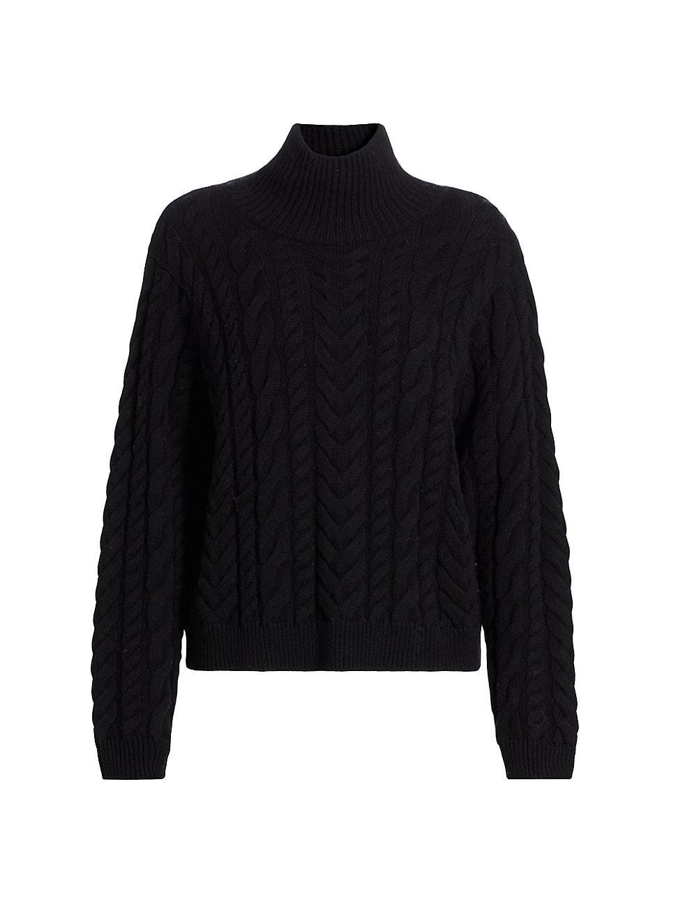 Womens Cable-Knit Turtleneck Sweater product image