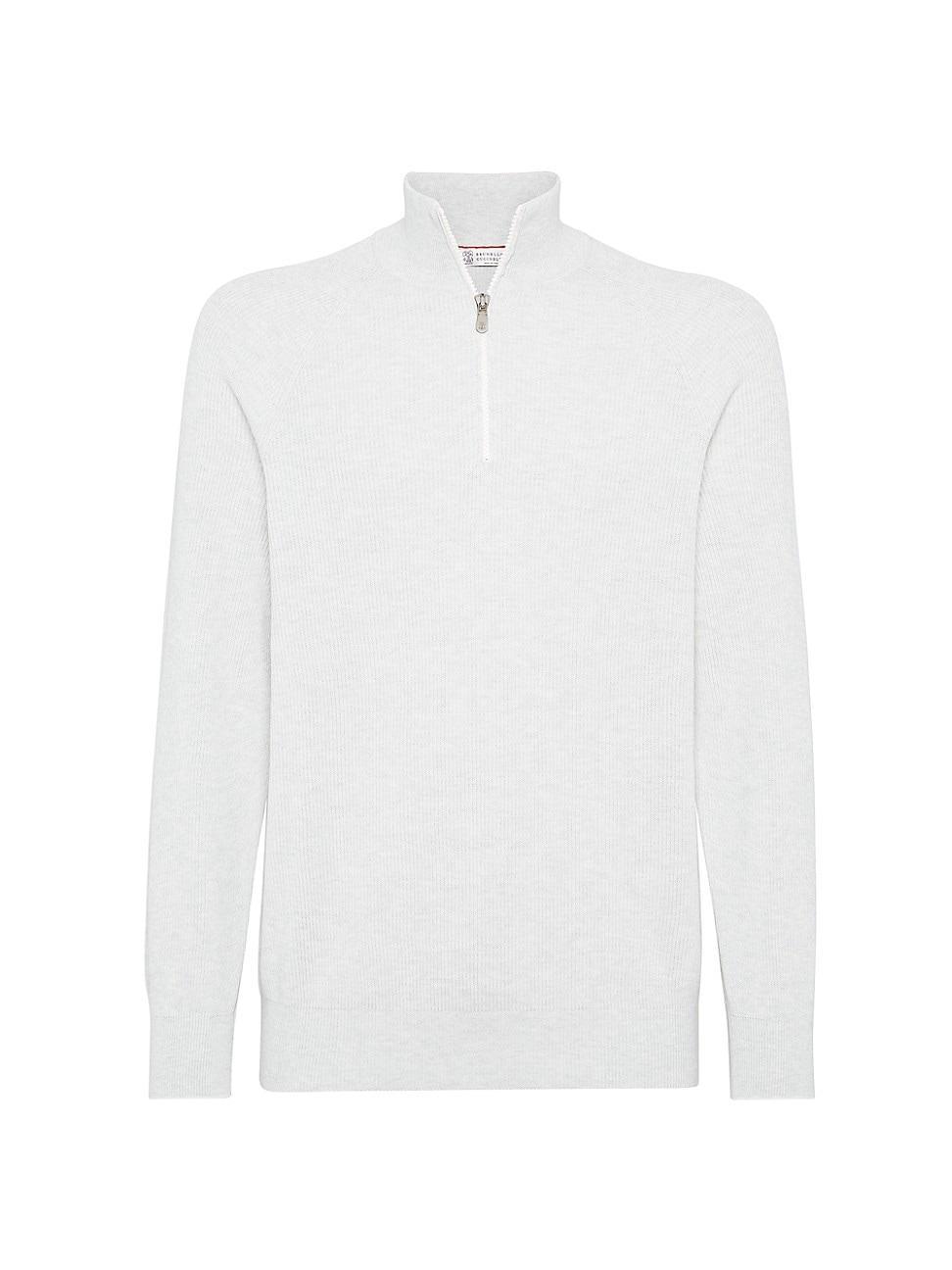 Mens Cotton English Rib Knit Sweater With Half Zip And Raglan Sleeves Product Image