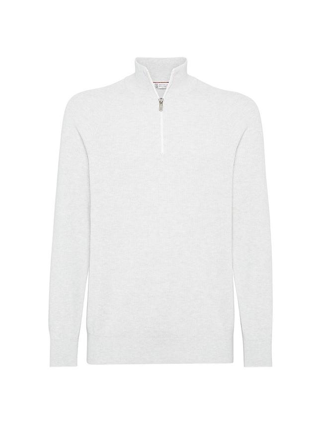 Mens Cotton English Rib Knit Sweater With Half Zip And Raglan Sleeves Product Image