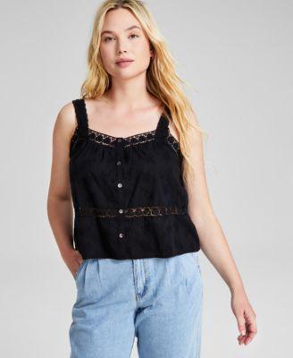 Women's Woven Crochet Tank Top, Created for Macy's  Product Image