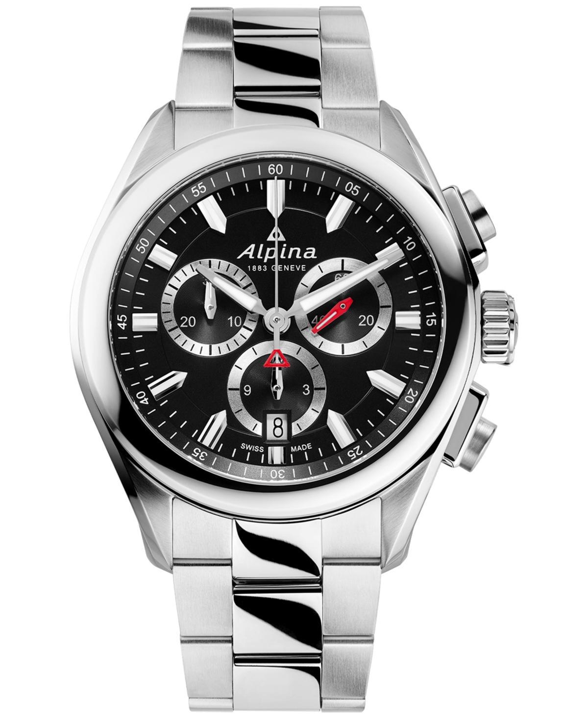 Alpina Mens Swiss Chronograph Alpiner Stainless Steel Bracelet Watch 42mm - Silver-tone Product Image