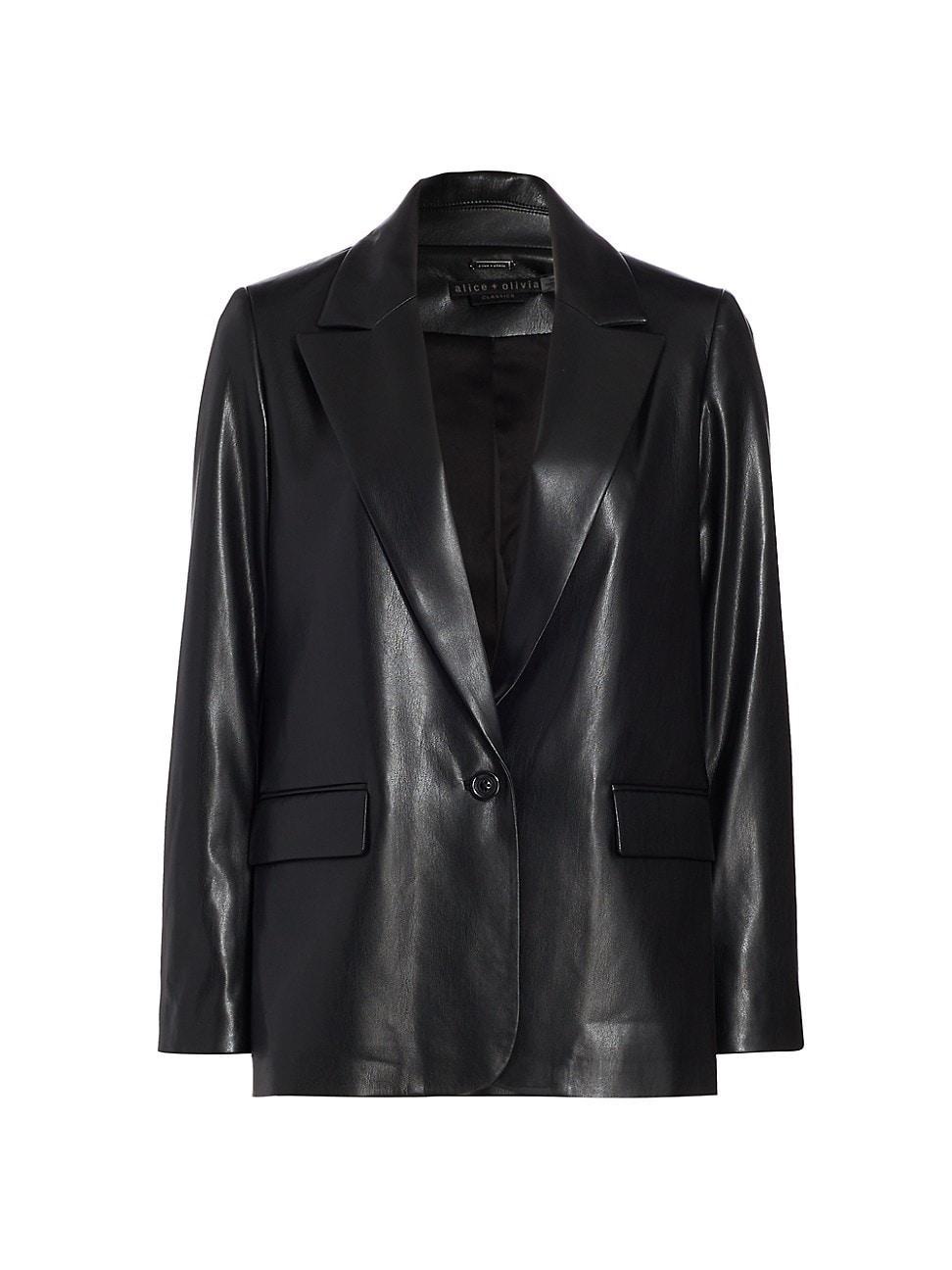 Alice + Olivia Denny Faux Leather Blazer Product Image