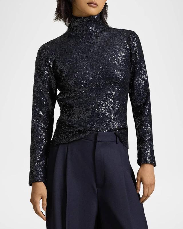 Sequined Mesh Turtleneck Product Image