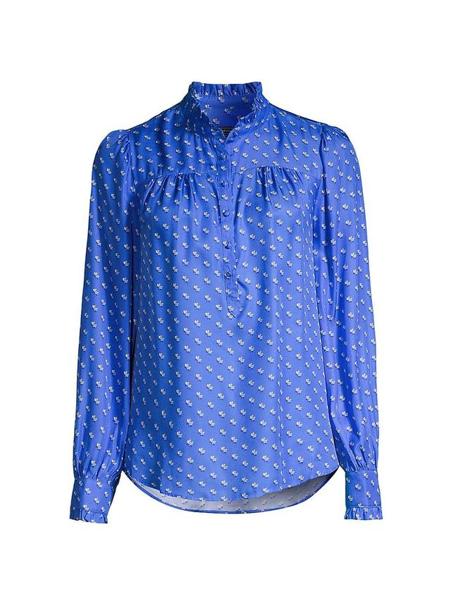 vineyard vines Ruffle Collar Silk Blend Popover Top Product Image