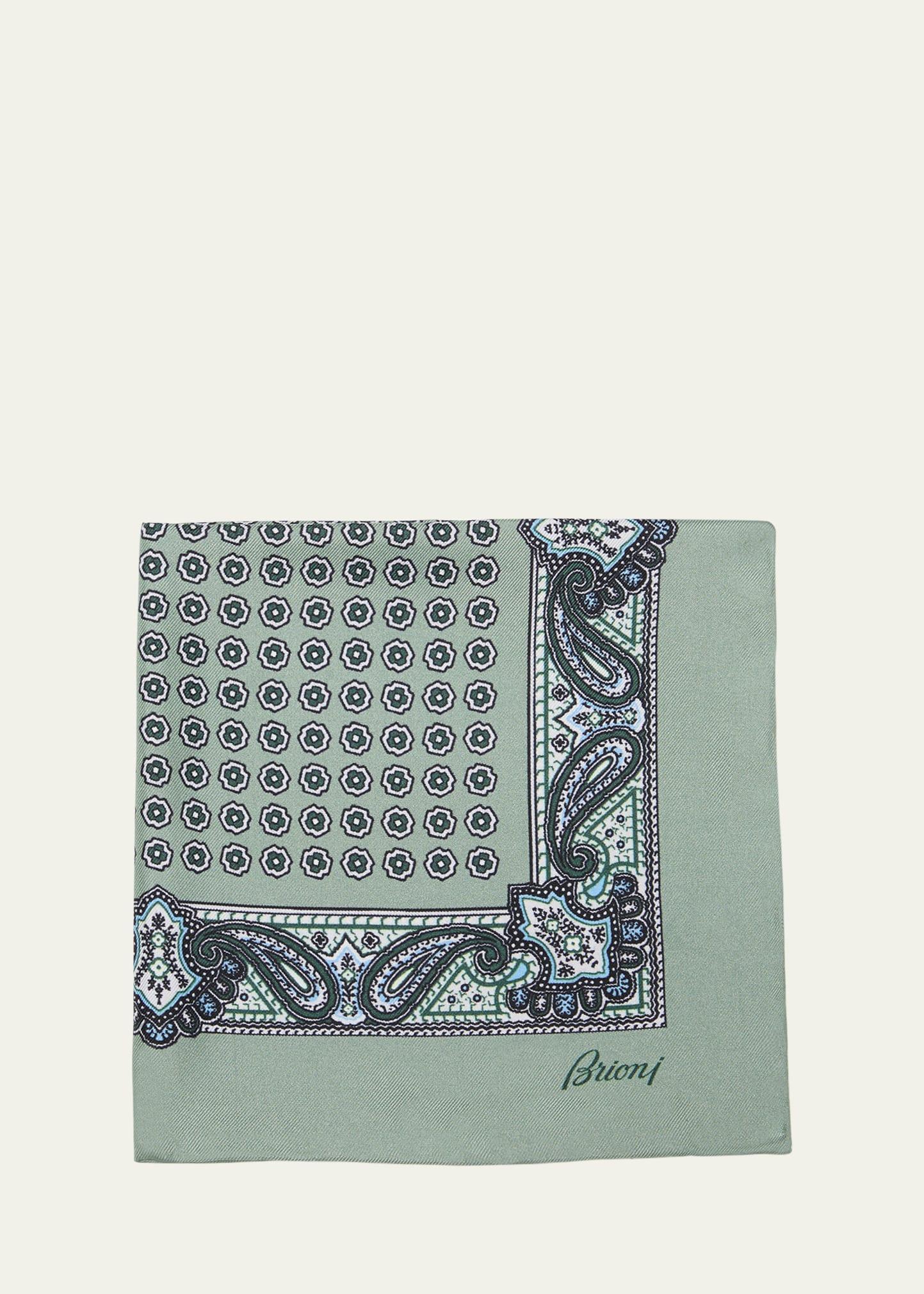 Mens Geometric-Paisley Silk Pocket Square Product Image