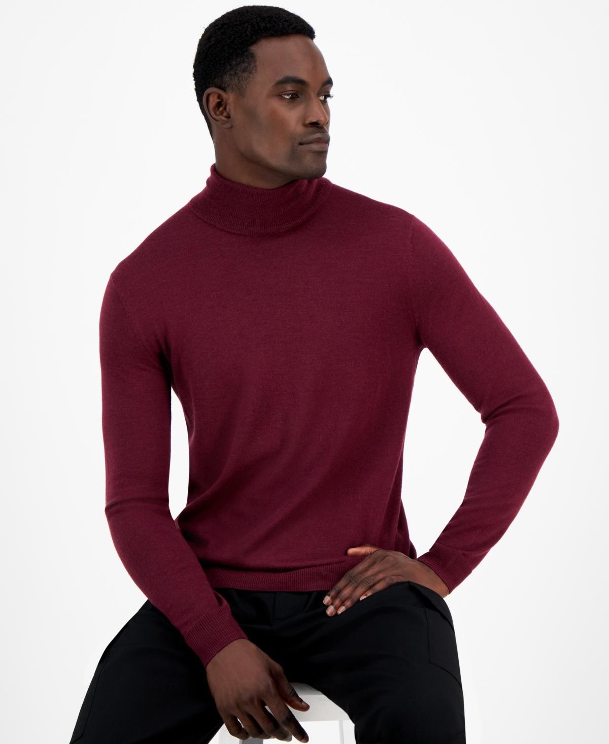 Alfani Mens Merino Wool-Blend Turtleneck Sweater, Created for Macys Product Image