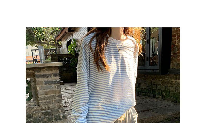 Long-Sleeve Crew Neck Striped Tee Product Image