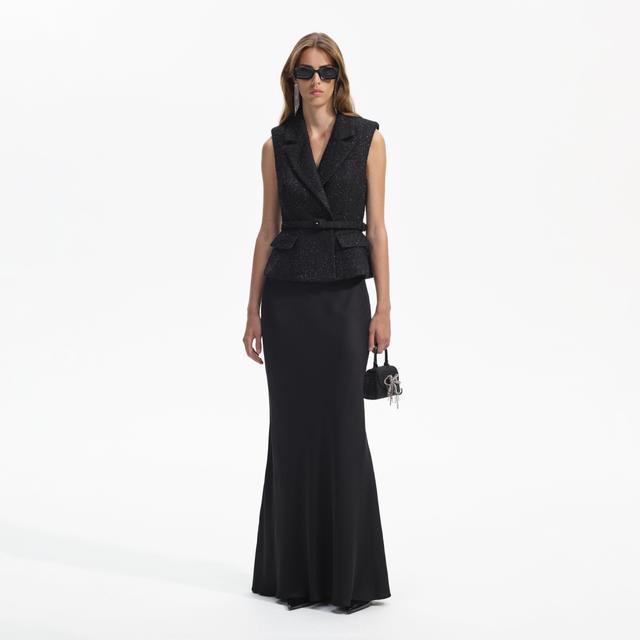 Black Boucle Maxi Dress Product Image