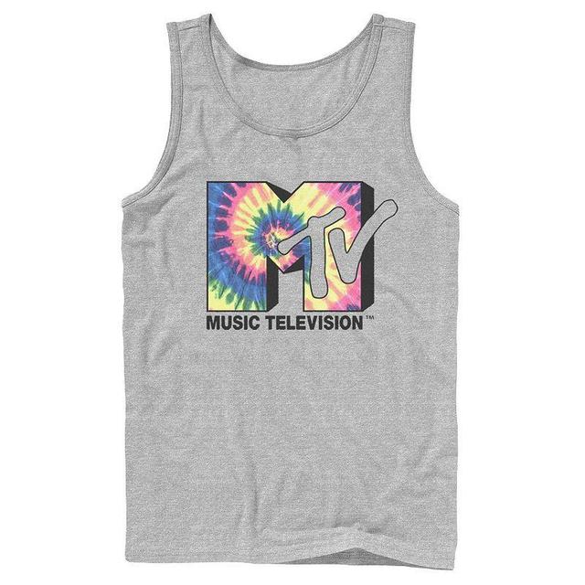 Mens MTV Music Television Tie Dye Logo Tank Top Athletic Grey Product Image