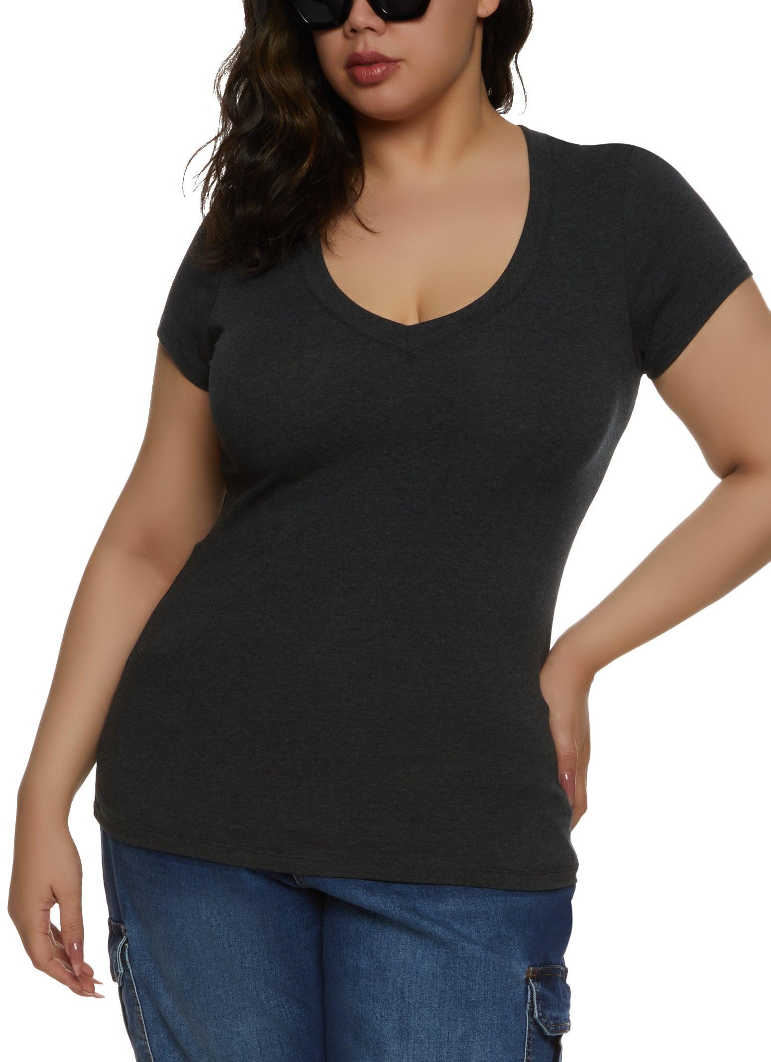 Womens Plus Size V Neck Tee Product Image