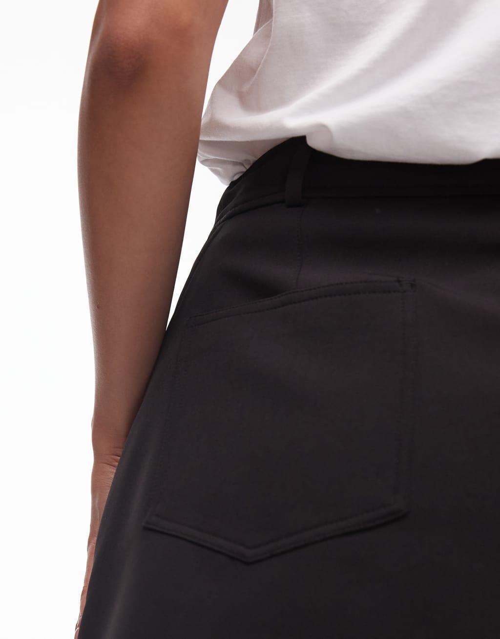 Topshop wrap tailored mini skirt in black Product Image