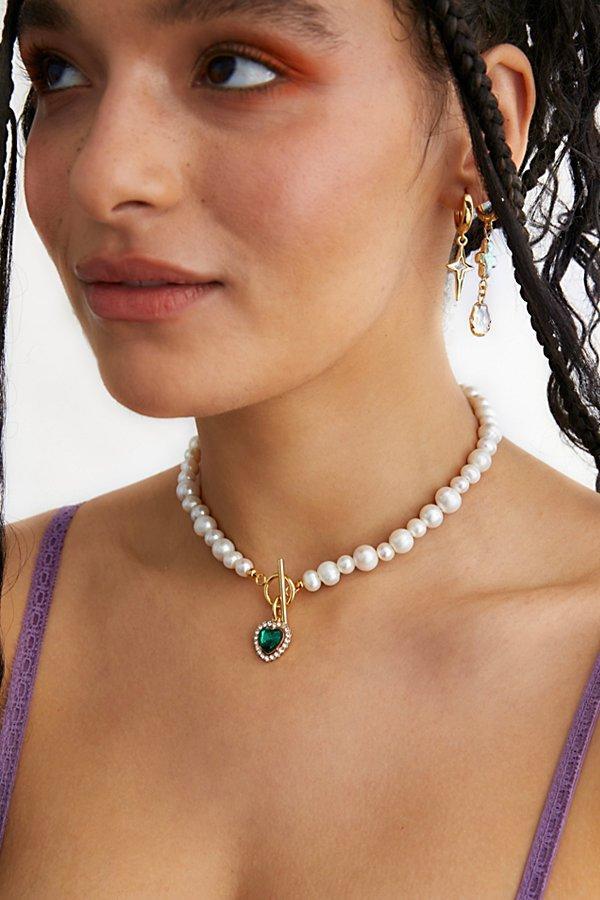 Velvet Luna Milena Freshwater Pearl Heart Necklace Womens at Urban Outfitters Product Image