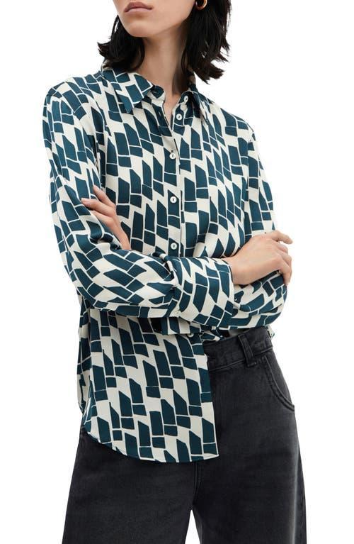 MANGO Geometric Satin Button-Up Shirt Product Image