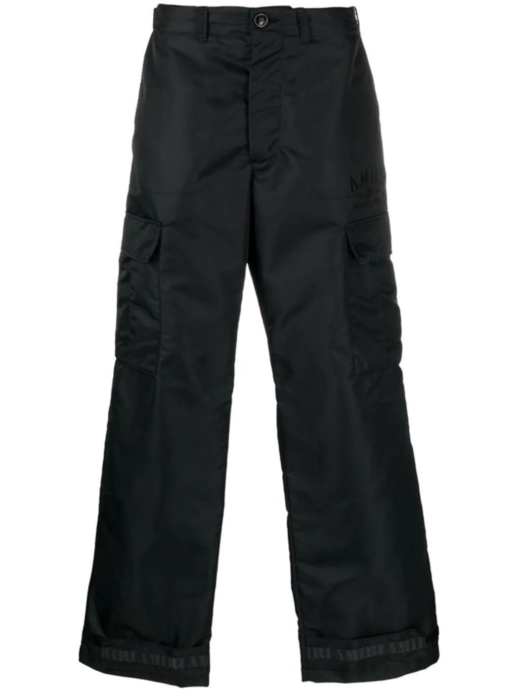 Wide-leg Cargo Trousers In Black Product Image