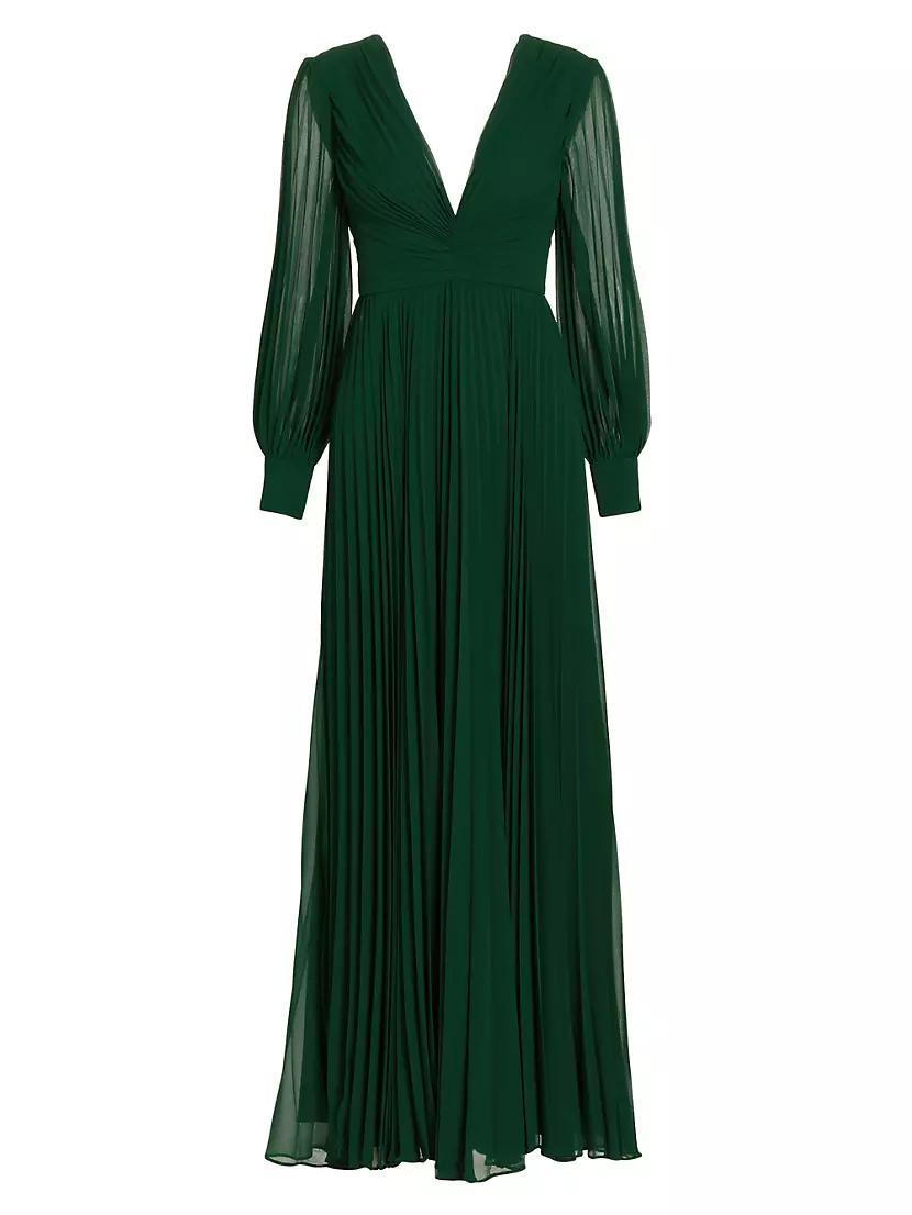 Pleated V-Neck Gown Product Image