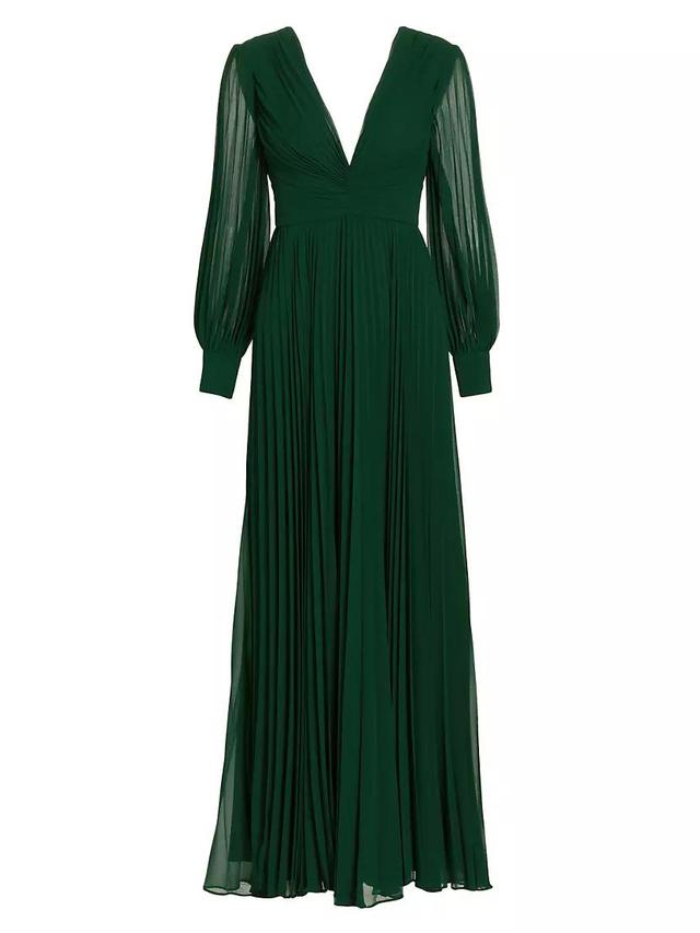 Pleated V-Neck Gown Product Image