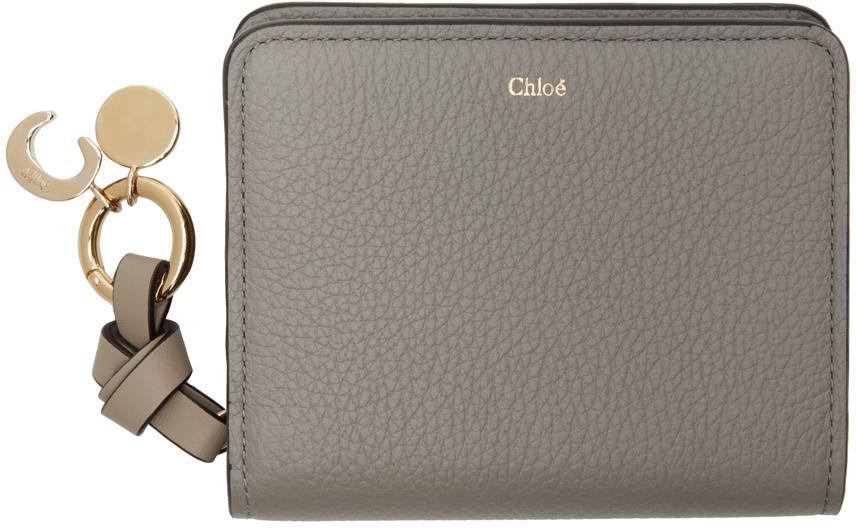 Gray Alphabet Zip Compact Wallet In 053 Cashmere Grey Product Image