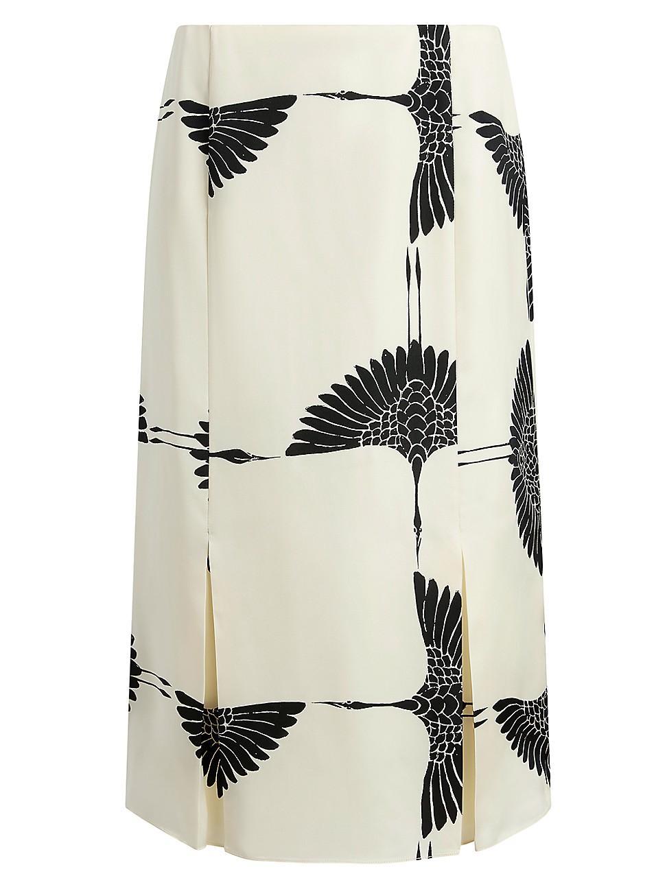 Womens Levy Crane-Print Midi-Skirt Product Image