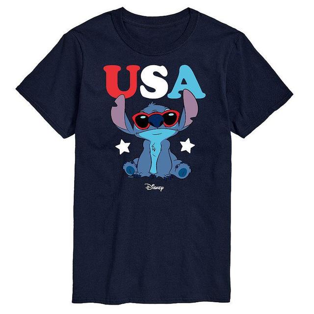 Disneys Lilo & Stitch Big & Tall USA Sunglass Graphic Tee, Mens Blue Product Image