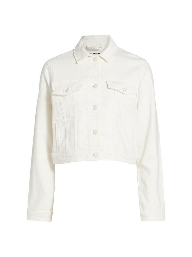 Womens Classic Denim Jacket | Cloud White, Size XS | Good American by Khlo Kardashian Product Image