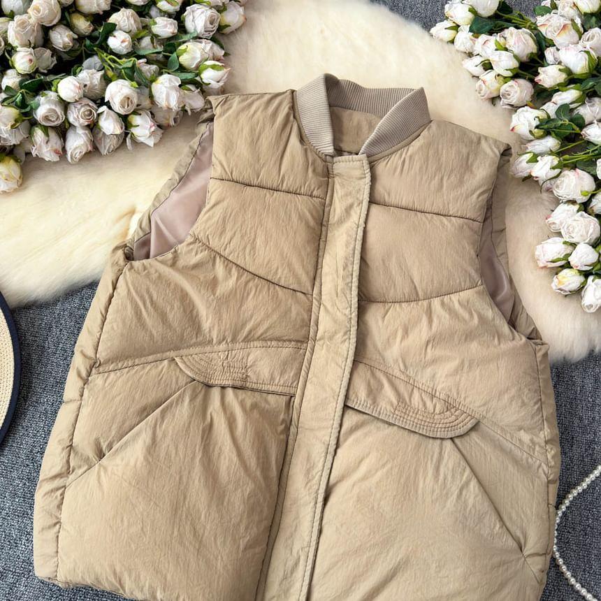 Plain Zip-Up Puffer Vest Product Image