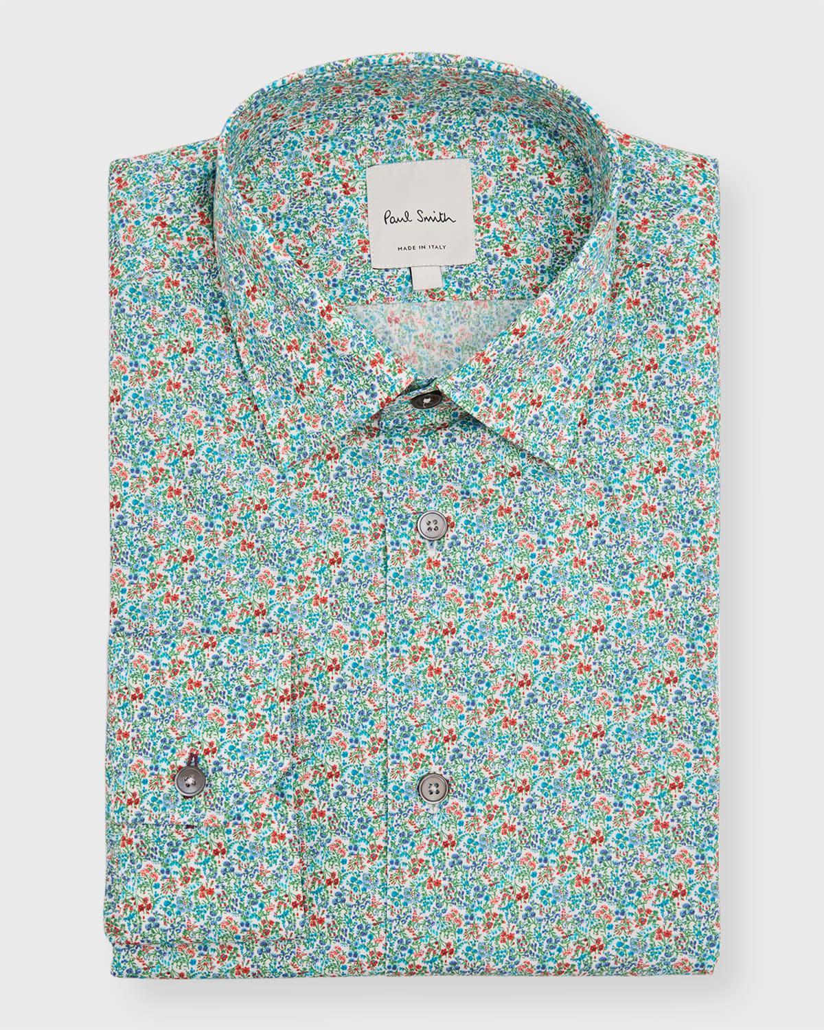 Mens Slim Fit Floral-Print Dress Shirt Product Image